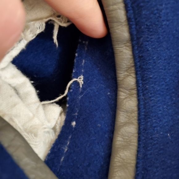 Vintage 90s Varsity Letterman High-school 2 Tone Wool Leather Bomber Jacket Lg - Picture 13 of 13